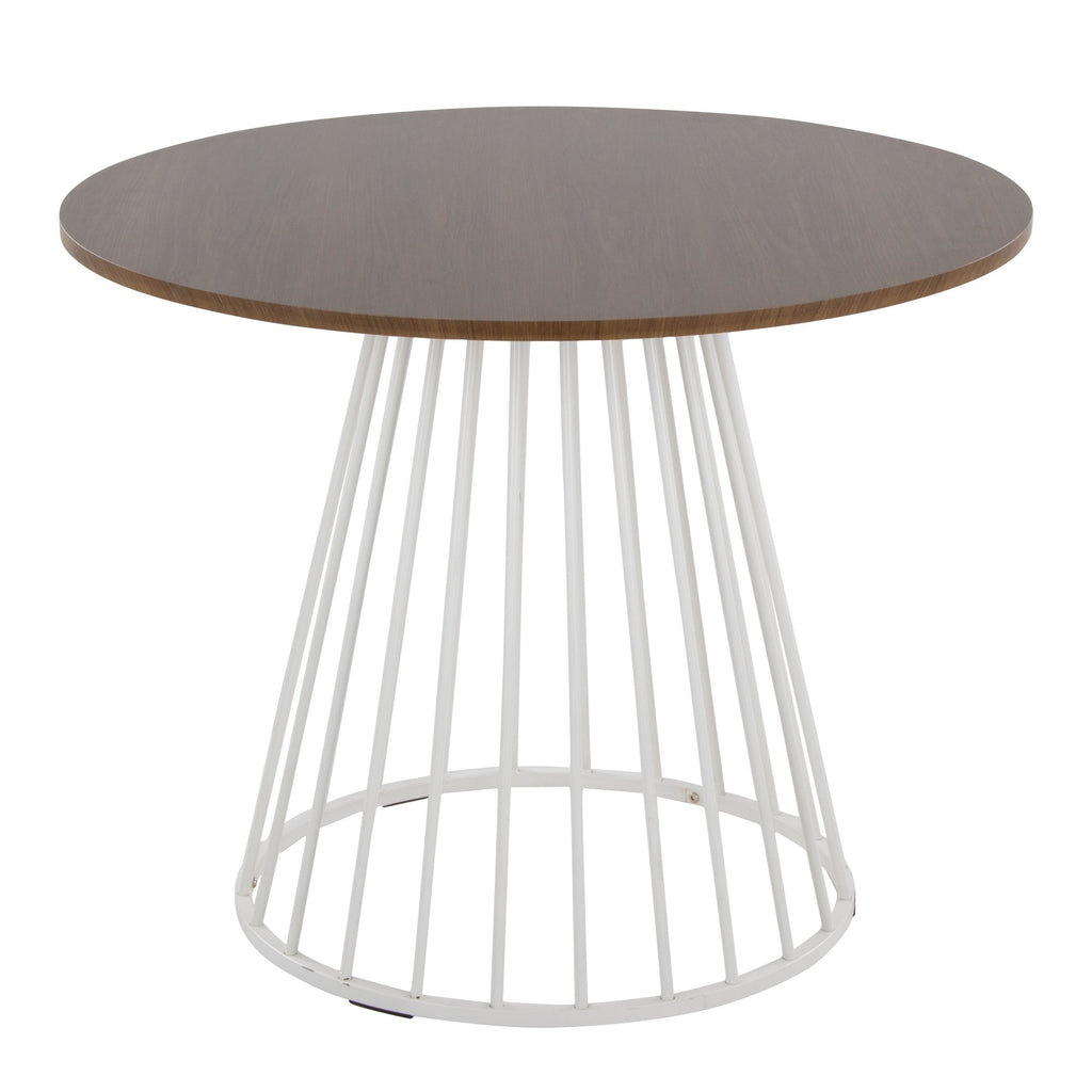Canary Dining Table - White Metal, Walnut Wood
