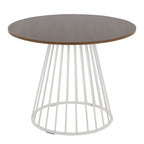 Canary Dining Table - White Metal, Walnut Wood