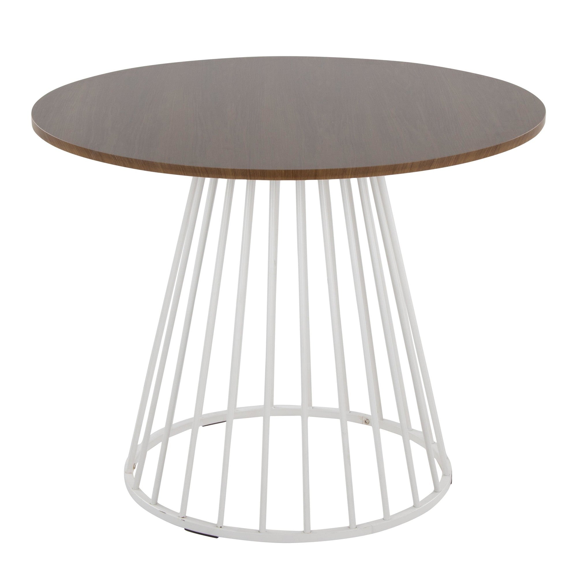 Canary Dining Table - White Metal, Walnut Wood