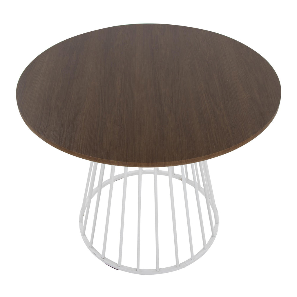 Canary Dining Table - White Metal, Walnut Wood