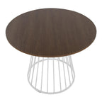 Canary Dining Table - White Metal, Walnut Wood