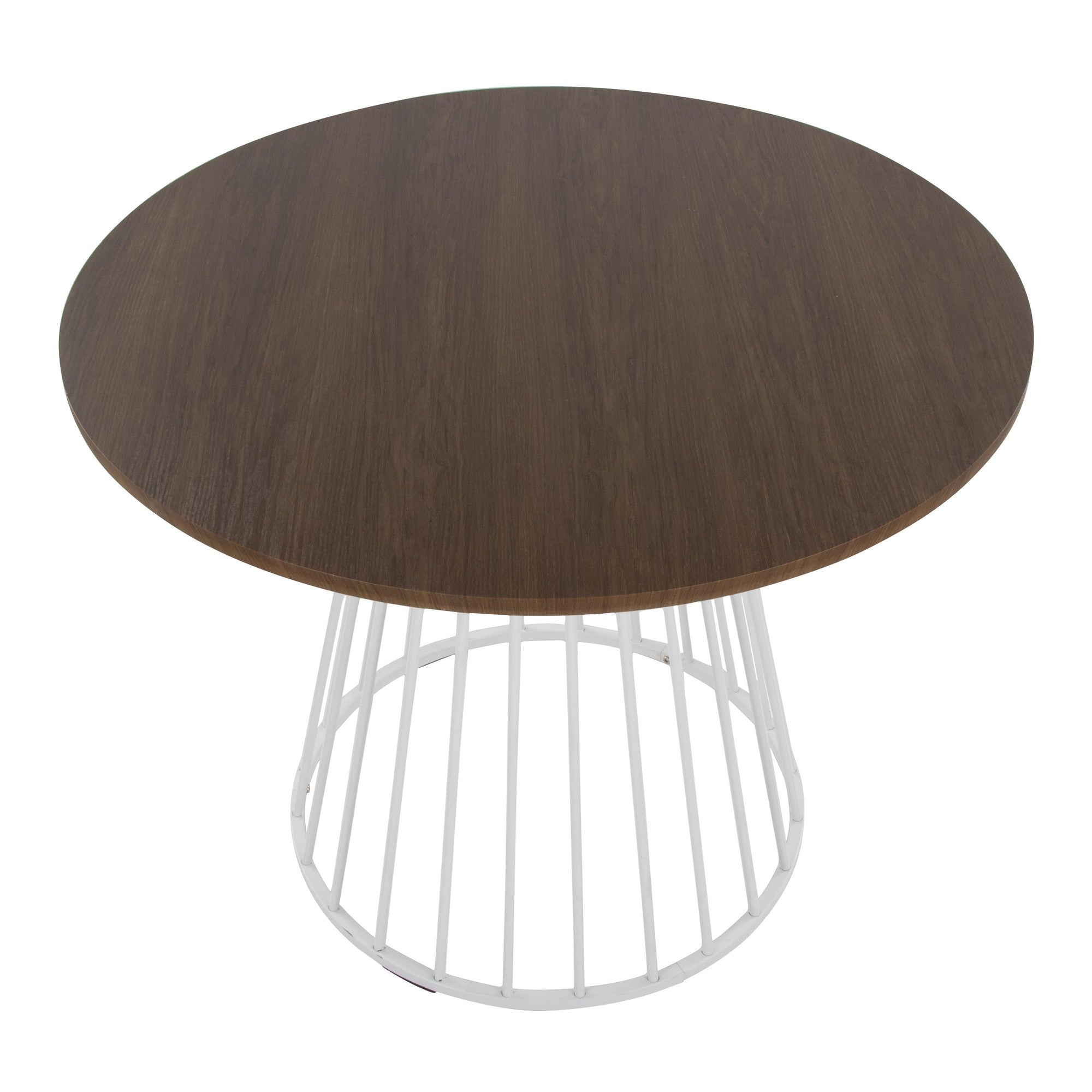 Canary Dining Table - White Metal, Walnut Wood