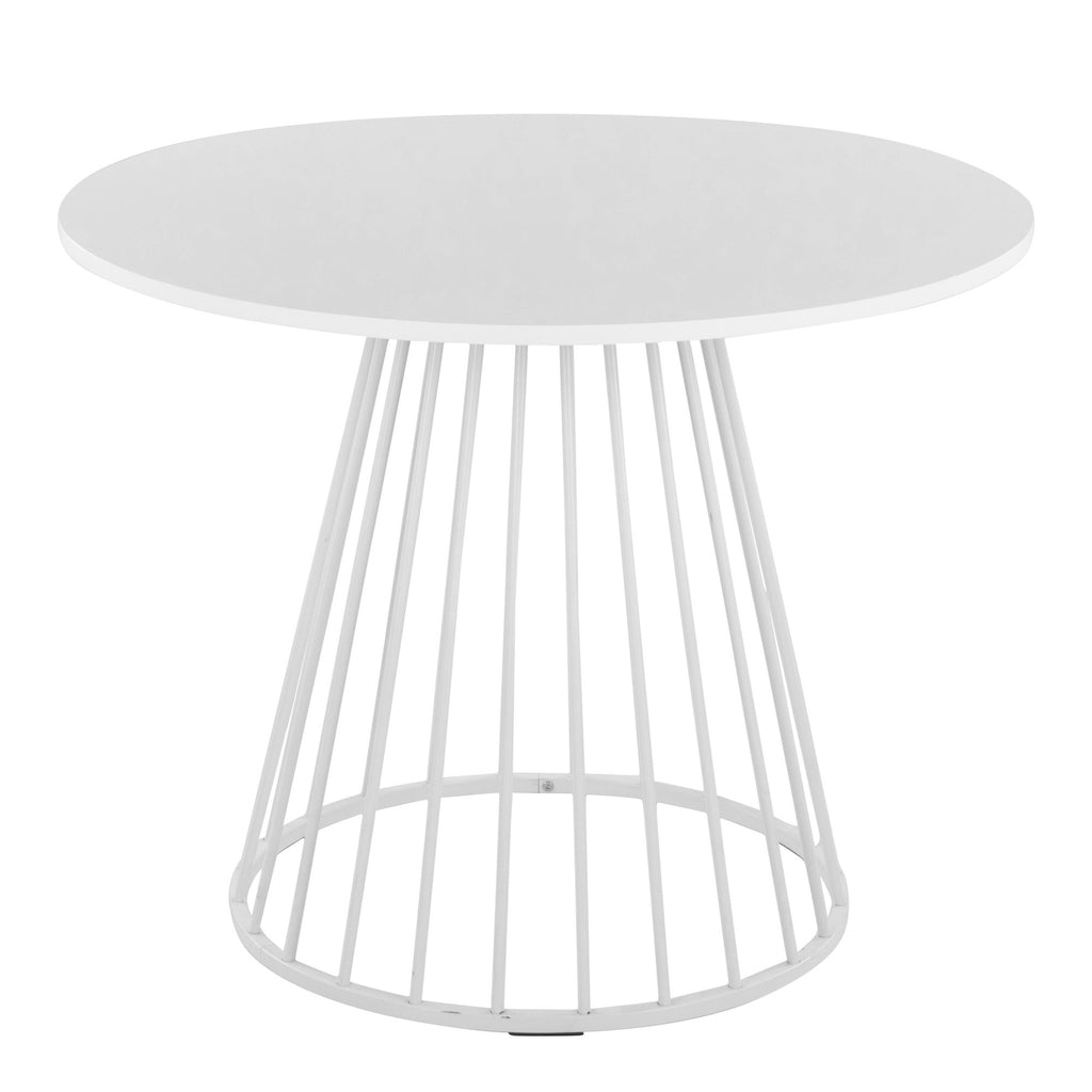 Canary Dining Table - White Metal, White MDF