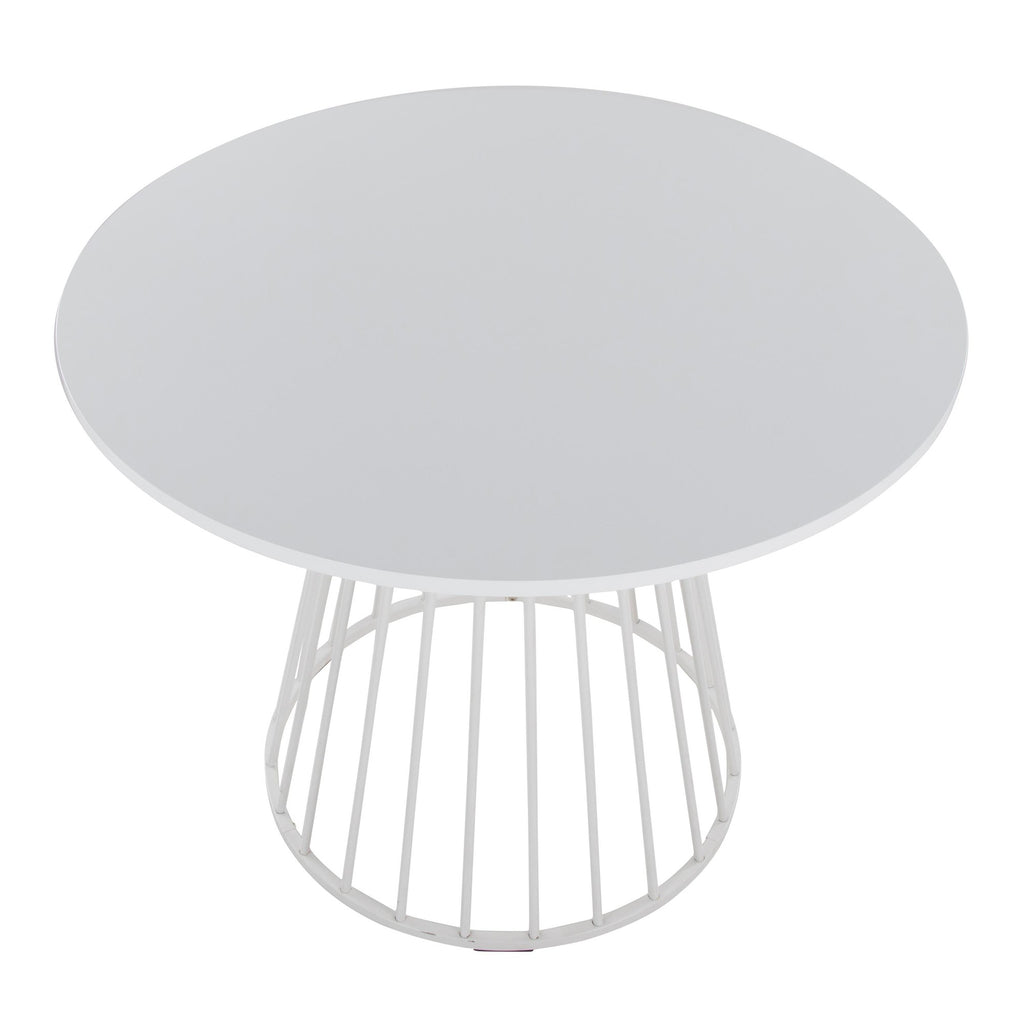 Canary Dining Table - White Metal, White MDF