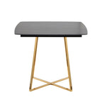 Folia Dinette Table - Gold Metal, Black Textured Marble, Black Wood