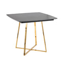 Folia Dinette Table - Gold Metal, Black Textured Marble, Black Wood