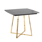 Folia Dinette Table - Gold Metal, Black Textured Marble, Black Wood