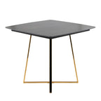 Folia Dinette Table - Gold Metal, Black Textured Marble, Black Wood