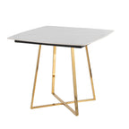 Folia Dinette Table - Gold Metal, White Textured Marble, Black Wood