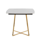 Folia Dinette Table - Gold Metal, White Textured Marble, Black Wood