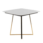 Folia Dinette Table - Gold Metal, White Textured Marble, Black Wood