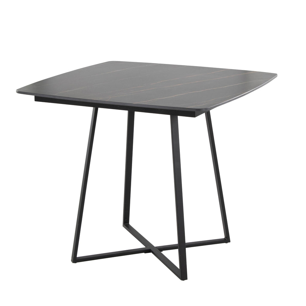 Folia Dinette Table - Black Metal, Black Textured Marble, Black Wood
