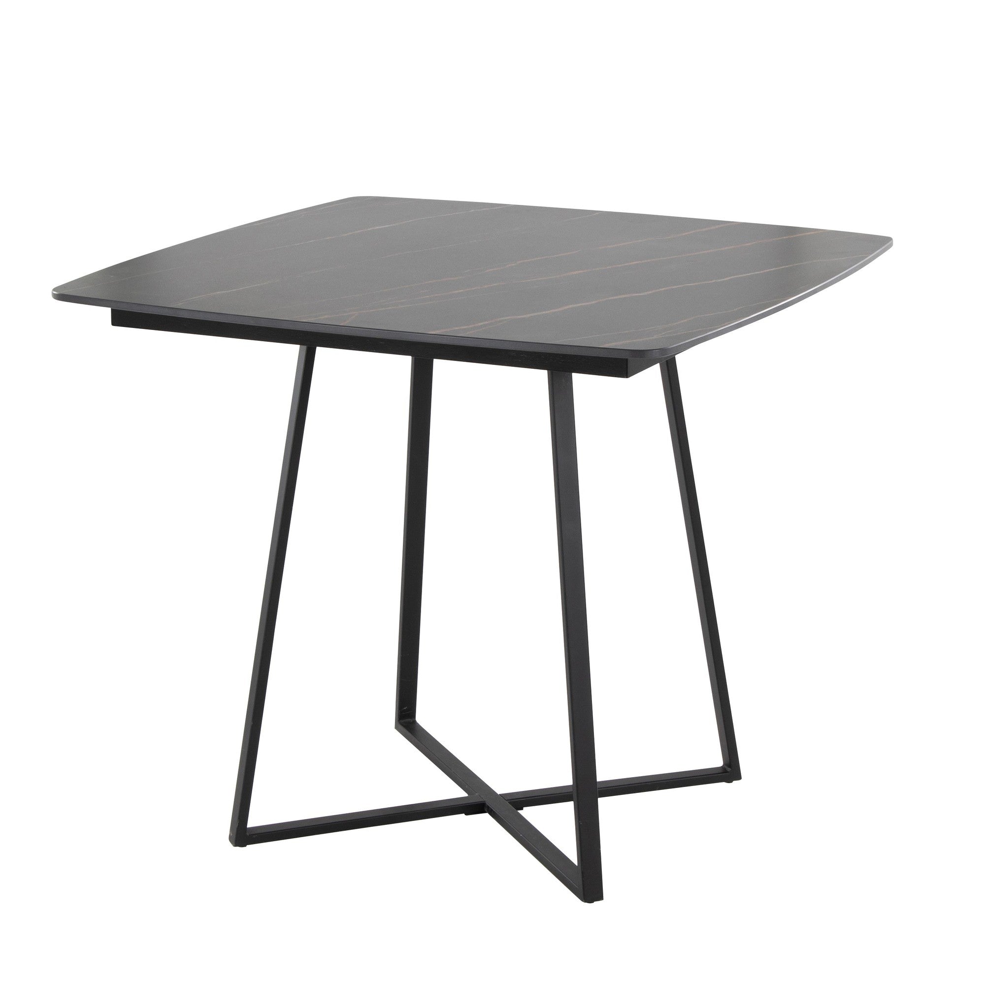 Folia Dinette Table - Black Metal, Black Textured Marble, Black Wood