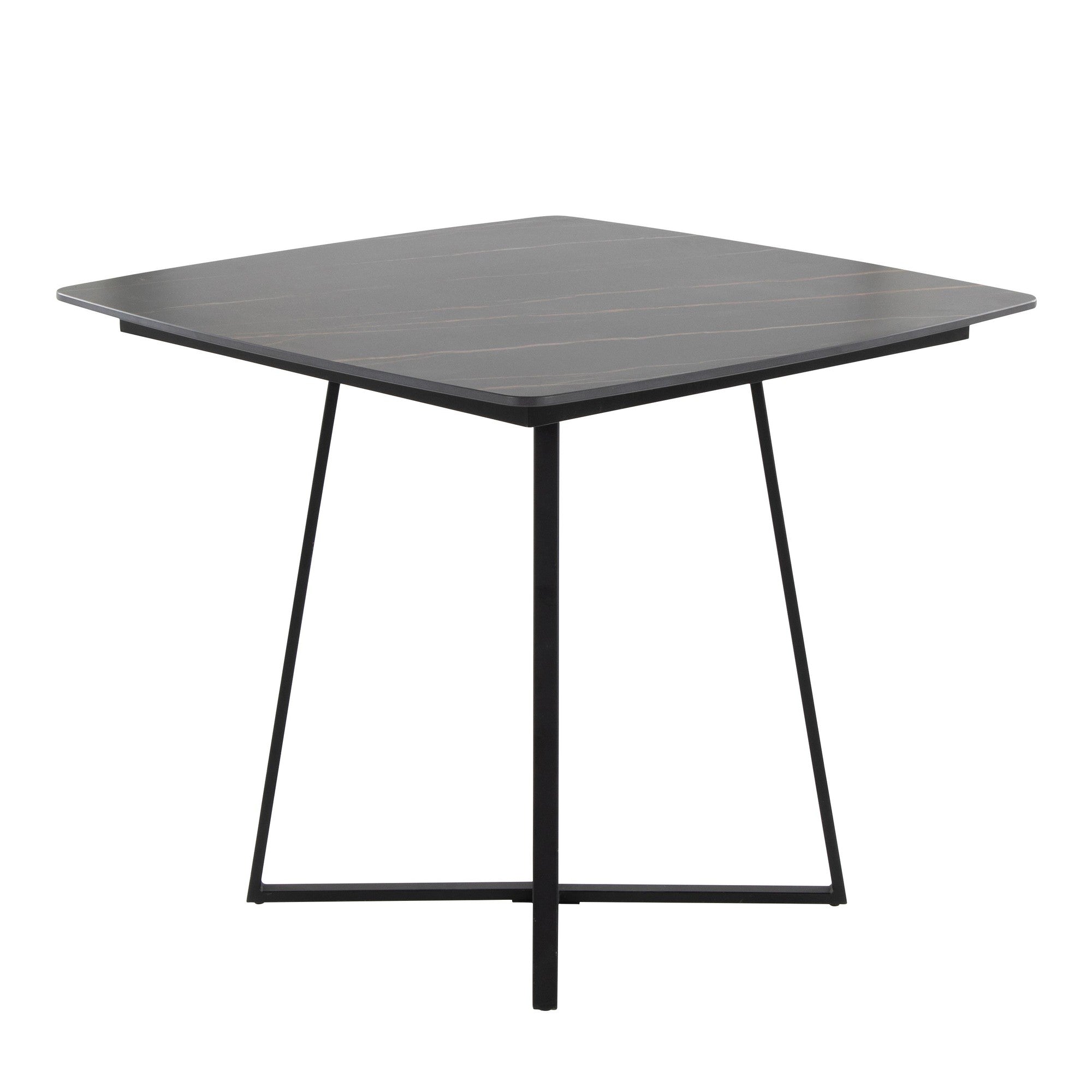 Folia Dinette Table - Black Metal, Black Textured Marble, Black Wood