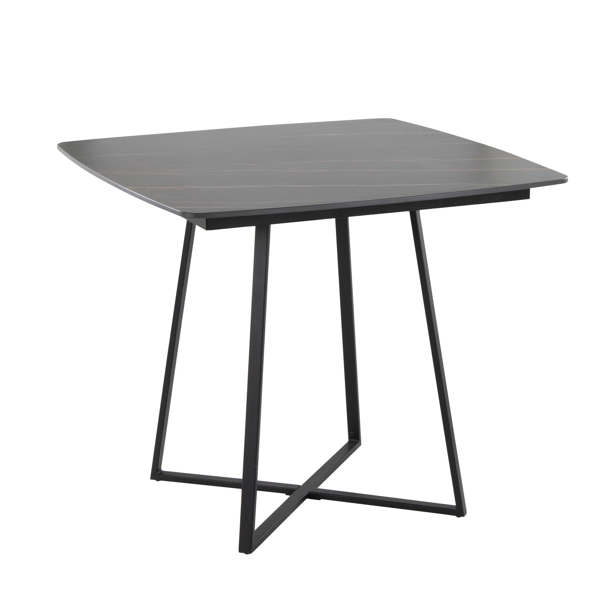 Folia Dinette Table - Black Metal, Black Textured Marble, Black Wood