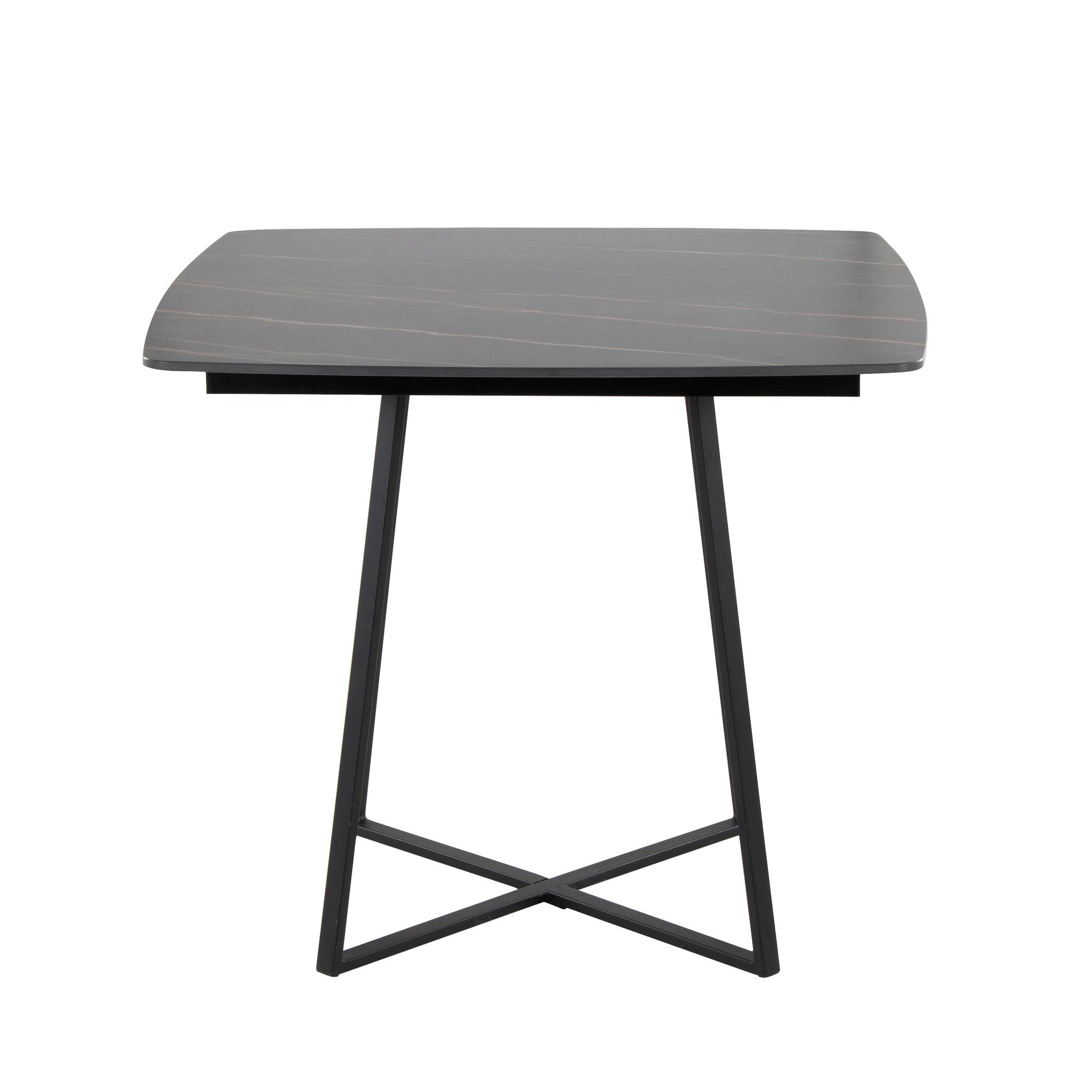 Folia Dinette Table - Black Metal, Black Textured Marble, Black Wood
