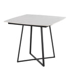 Folia Dinette Table - Black Metal, White Textured Marble, Black Wood