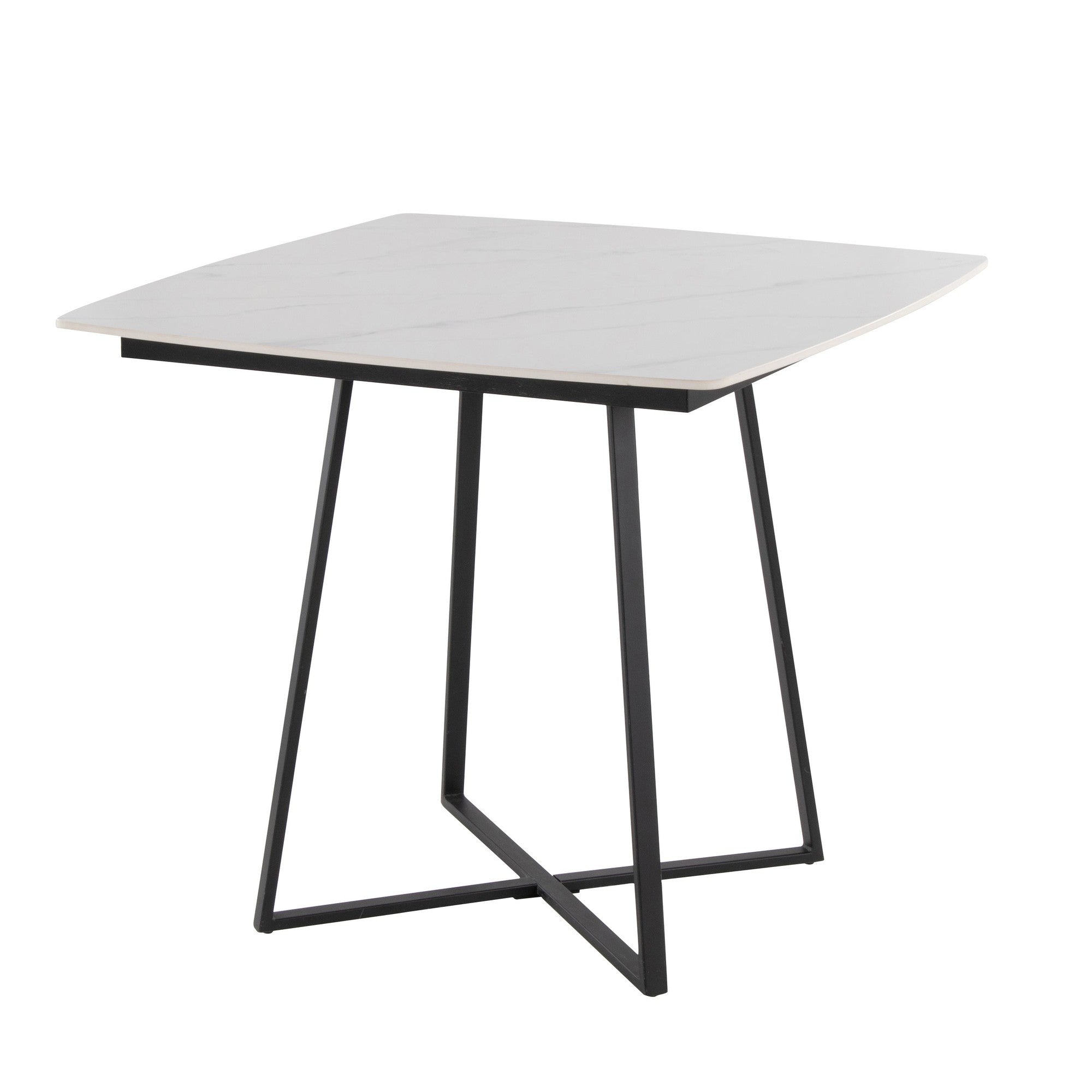 Folia Dinette Table - Black Metal, White Textured Marble, Black Wood