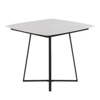 Folia Dinette Table - Black Metal, White Textured Marble, Black Wood