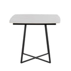 Folia Dinette Table - Black Metal, White Textured Marble, Black Wood