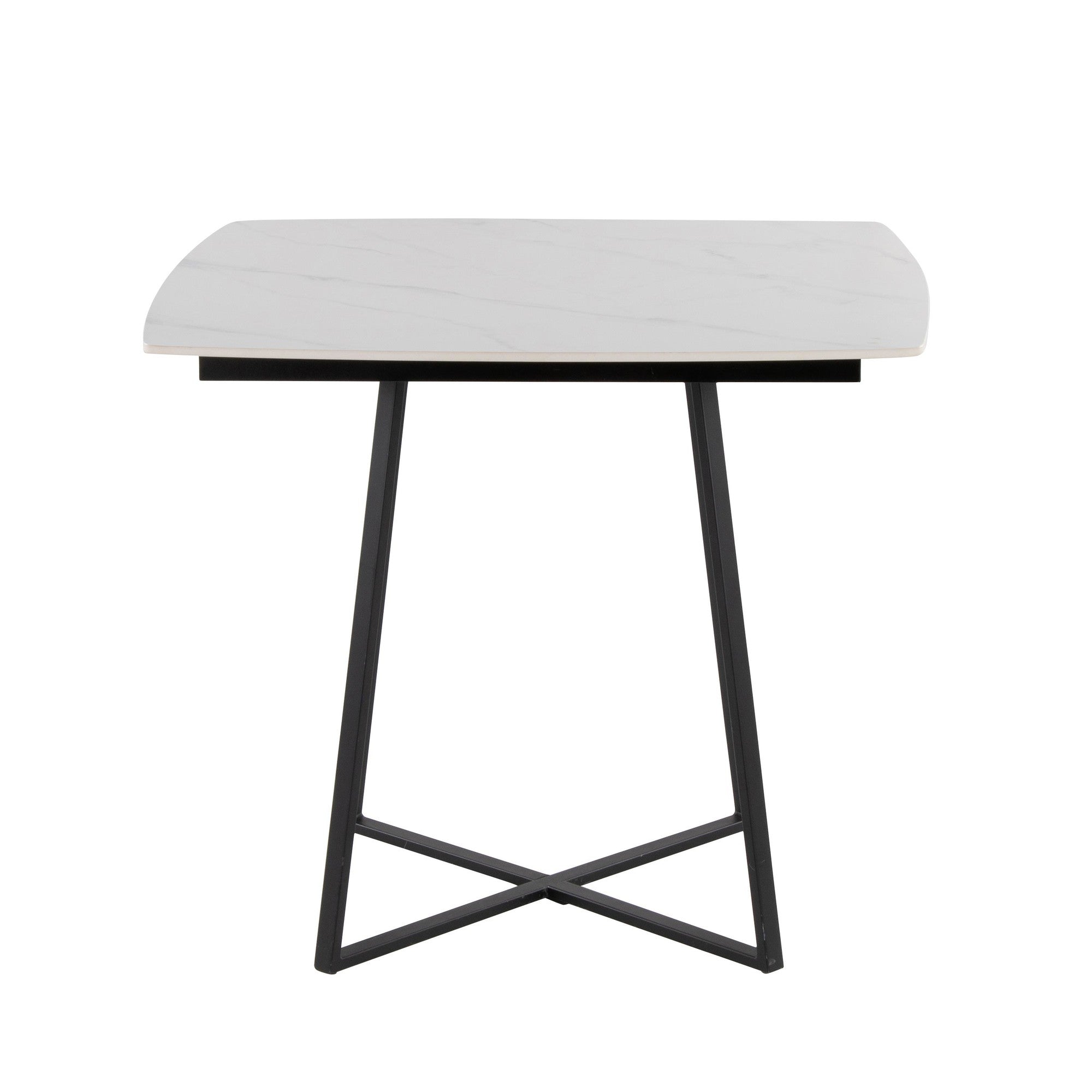 Folia Dinette Table - Black Metal, White Textured Marble, Black Wood