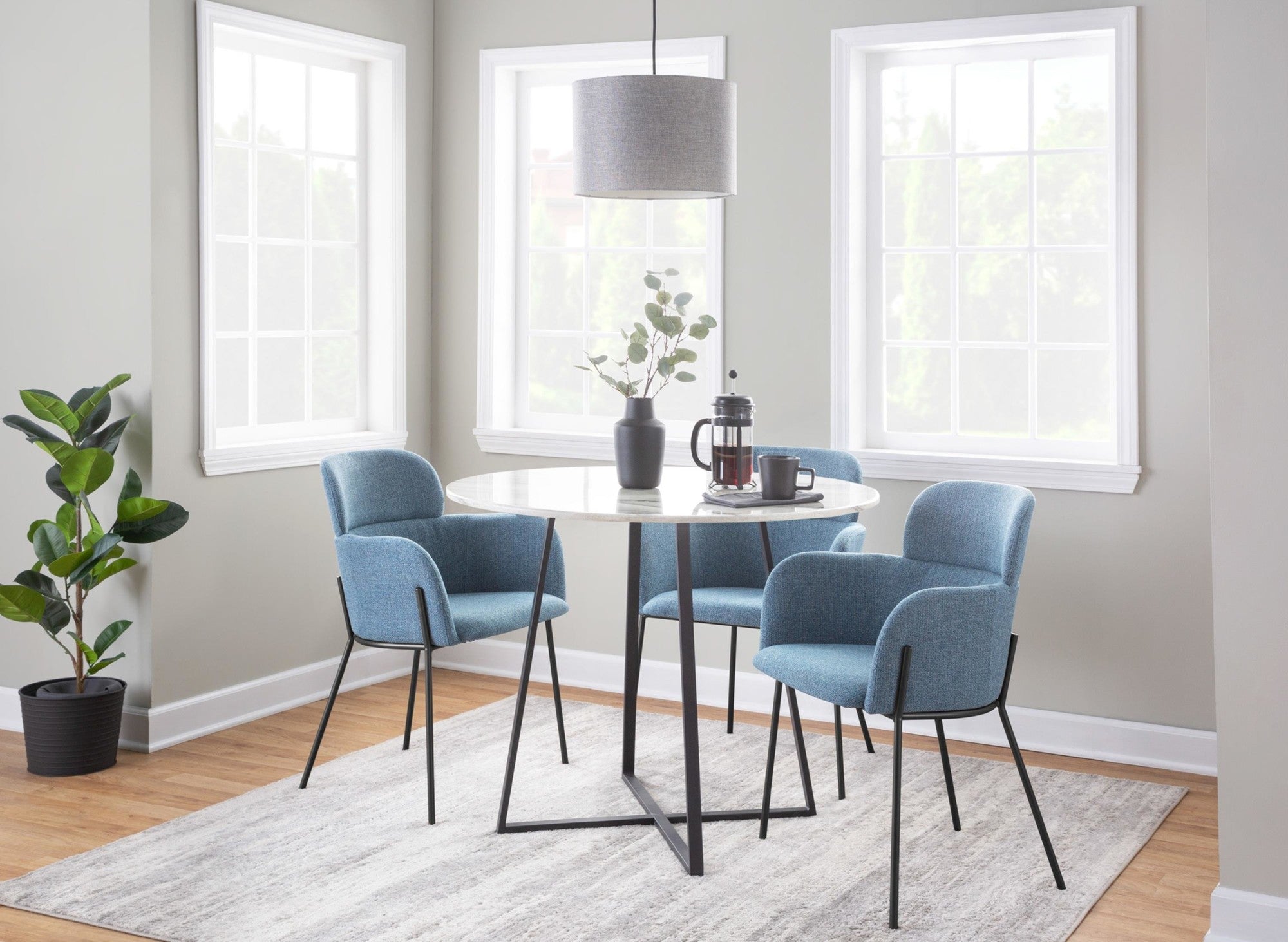 Cosmo Dining Table - Black Metal, White Marble