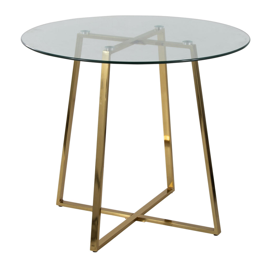 Cosmo Dinette Table - Gold Metal, Clear Glass