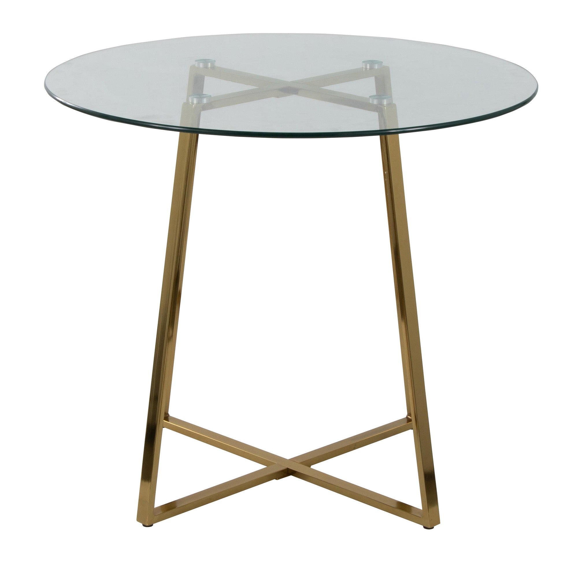 Cosmo Dinette Table - Gold Metal, Clear Glass