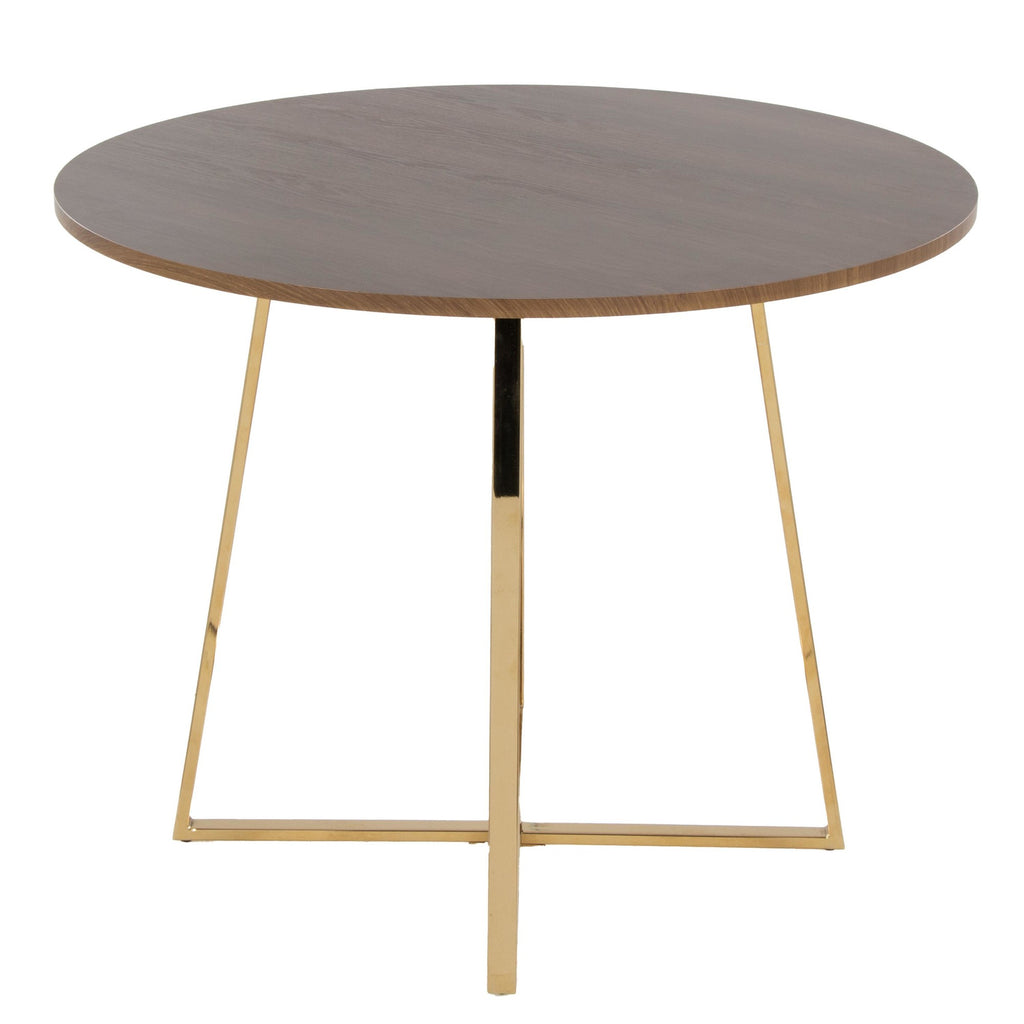Cosmo Dining Table - Gold Metal, Walnut Wood