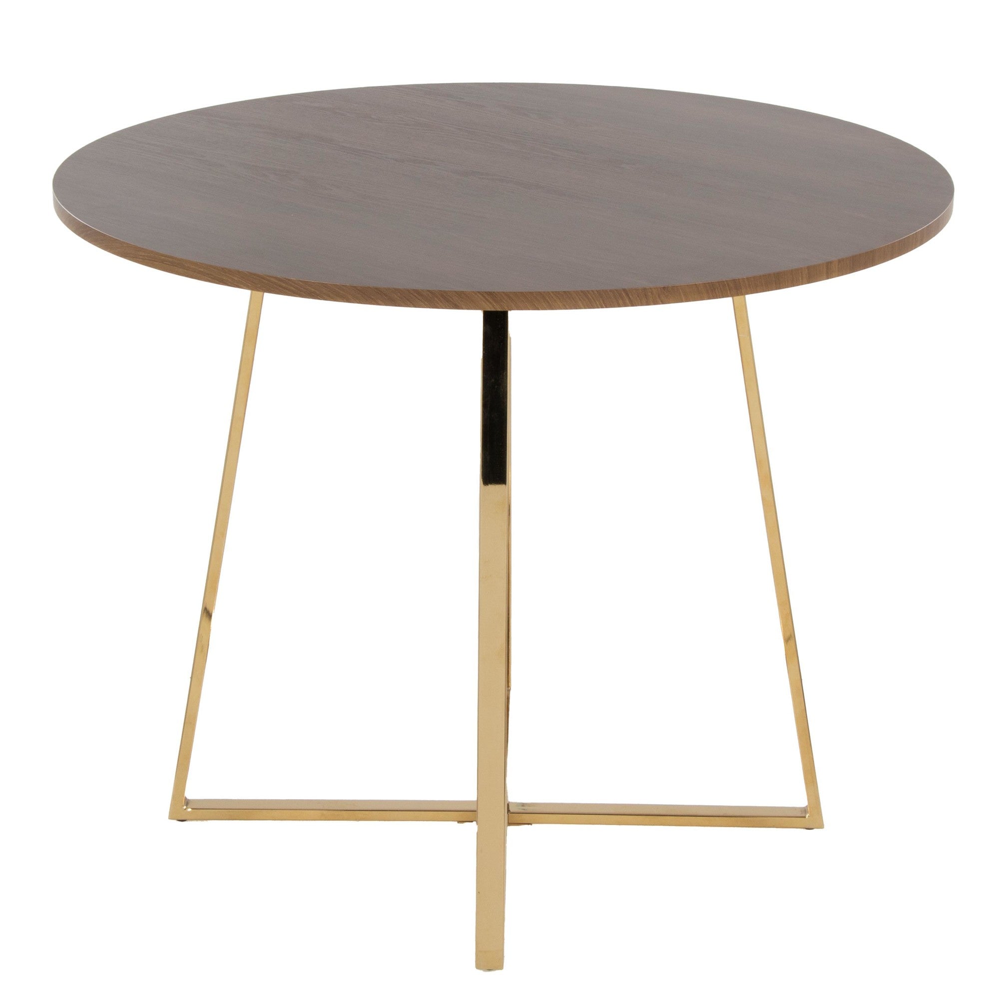 Cosmo Dining Table - Gold Metal, Walnut Wood