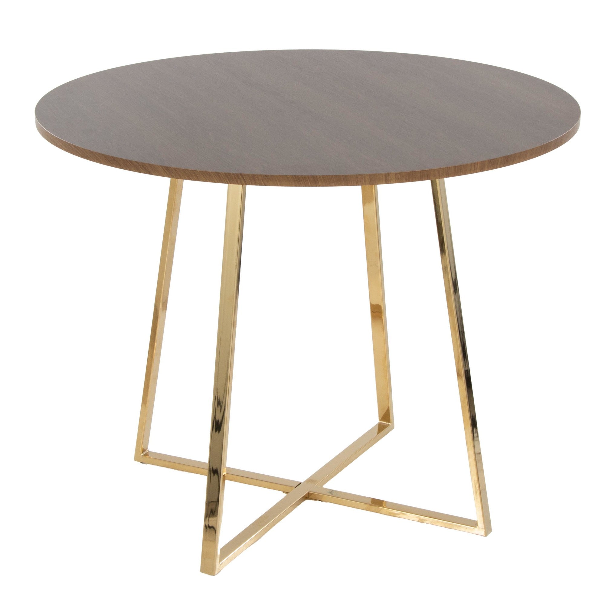 Cosmo Dining Table - Gold Metal, Walnut Wood