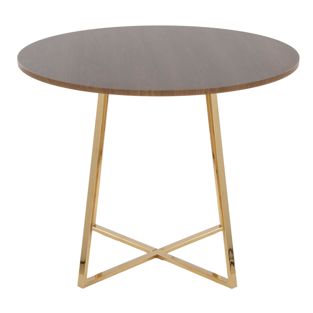 Cosmo Dining Table - Gold Metal, Walnut Wood
