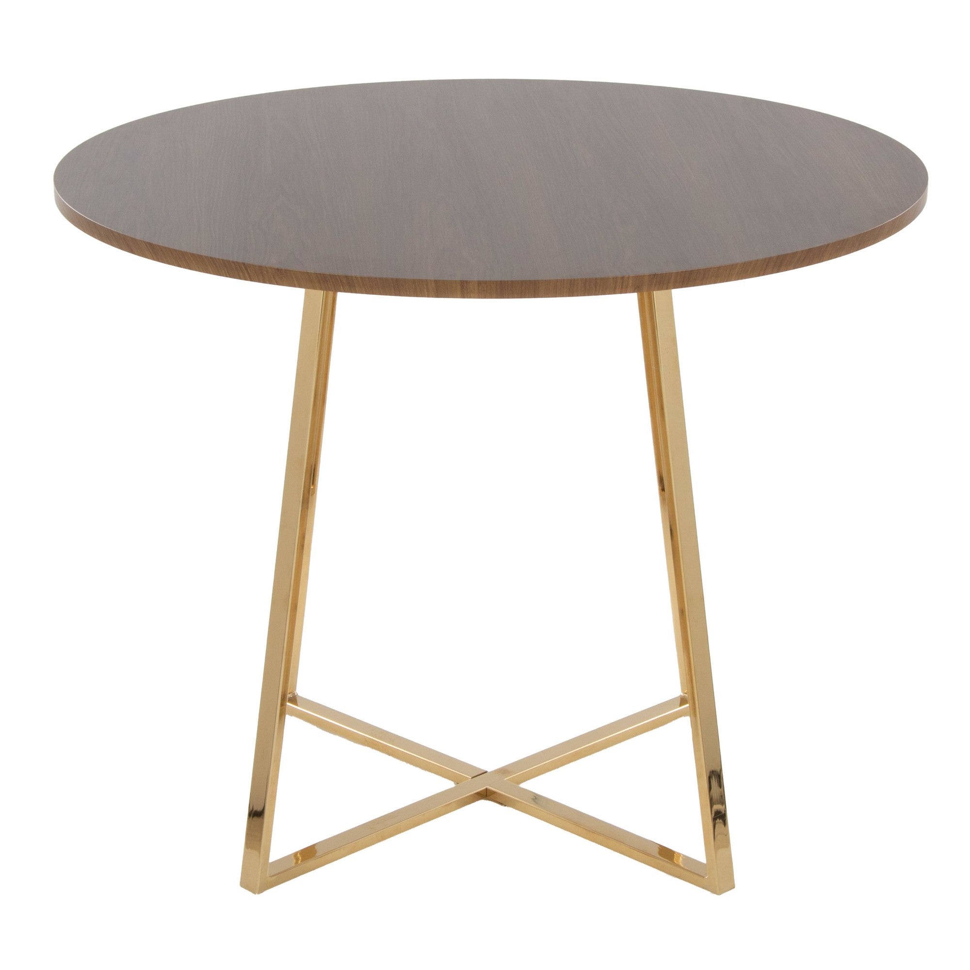 Cosmo Dining Table - Gold Metal, Walnut Wood