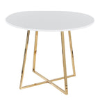 Cosmo Dining Table - Gold Metal, White MDF