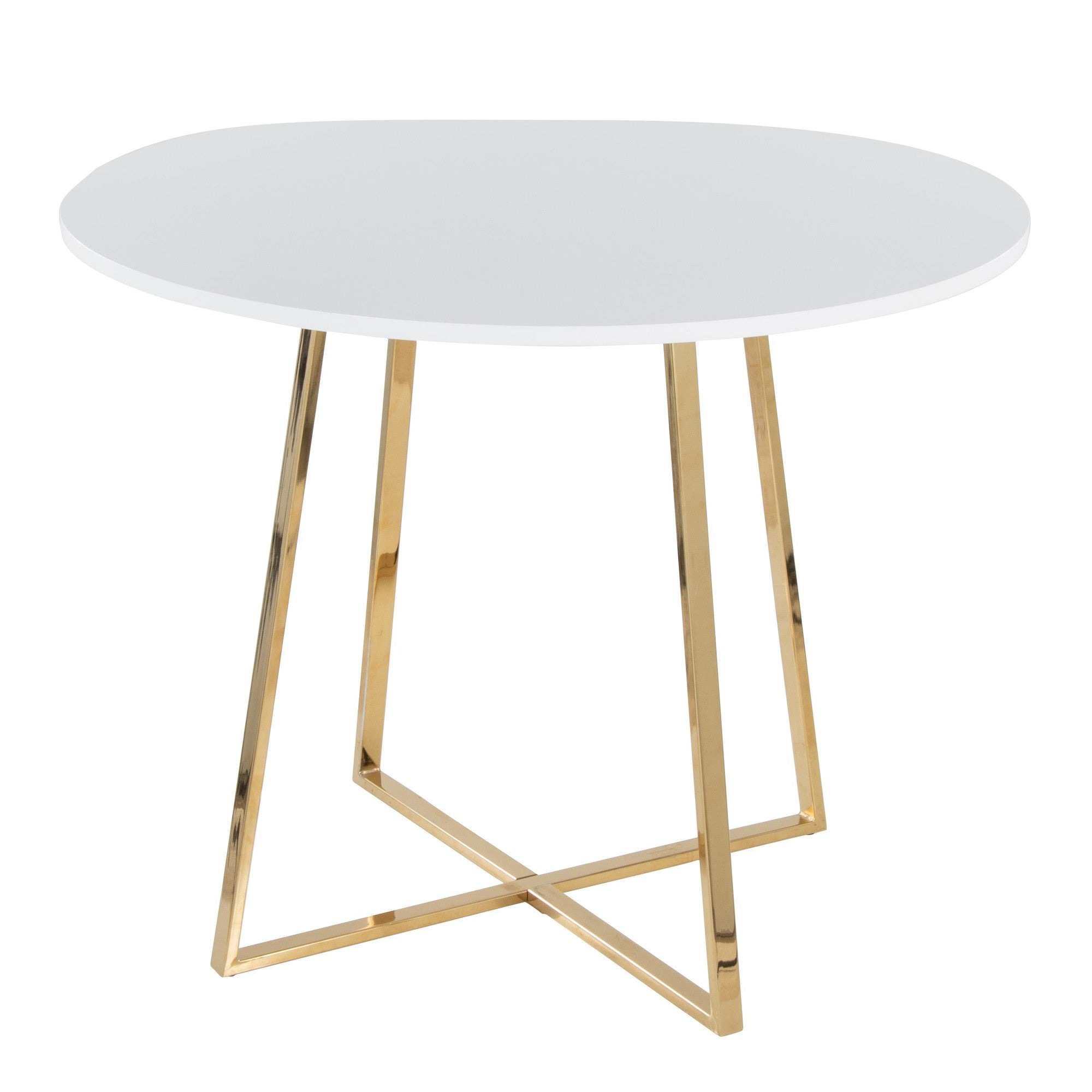 Cosmo Dining Table - Gold Metal, White MDF