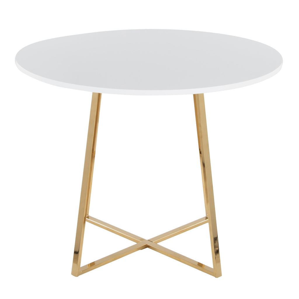 Cosmo Dining Table - Gold Metal, White MDF