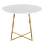 Cosmo Dining Table - Gold Metal, White MDF