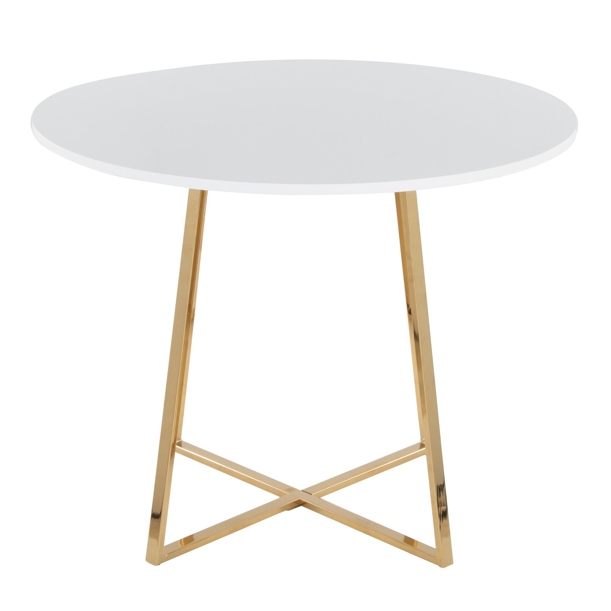 Cosmo Dining Table - Gold Metal, White MDF