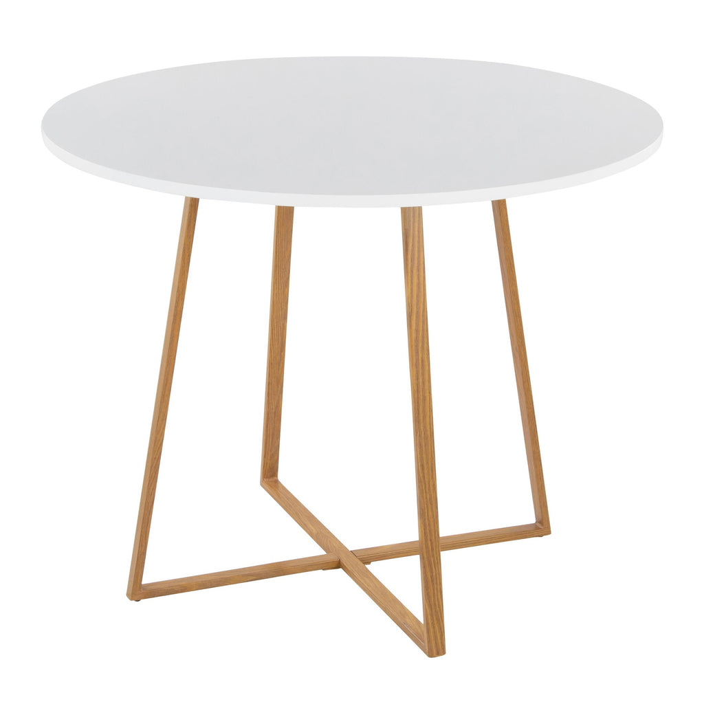 Cosmo Dining Table - Natural Wood Metal, White MDF