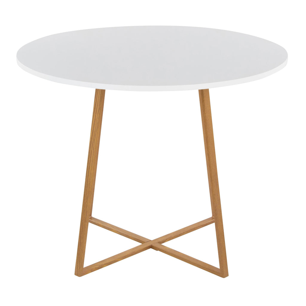 Cosmo Dining Table - Natural Wood Metal, White MDF