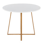 Cosmo Dining Table - Natural Wood Metal, White MDF
