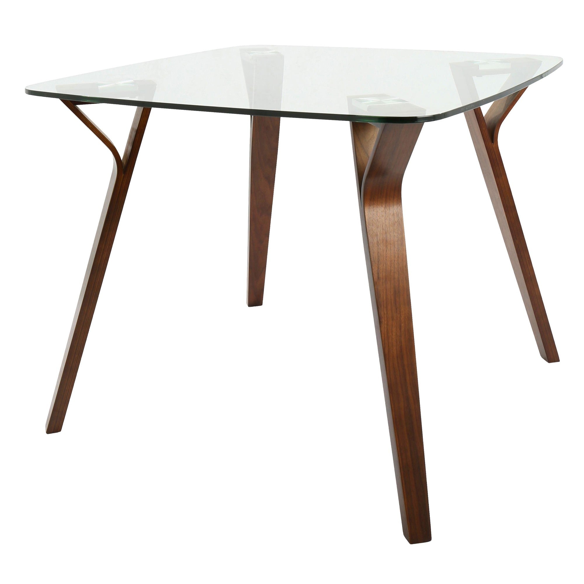Folia Glass Dinette Table - Walnut Wood, Clear Glass