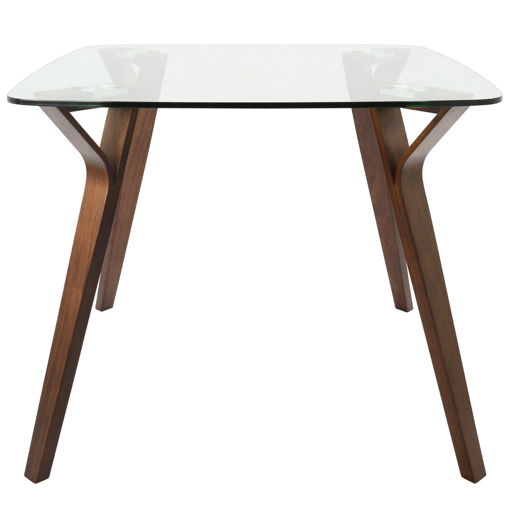 Folia Glass Dinette Table - Walnut Wood, Clear Glass