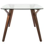 Folia Glass Dinette Table - Walnut Wood, Clear Glass