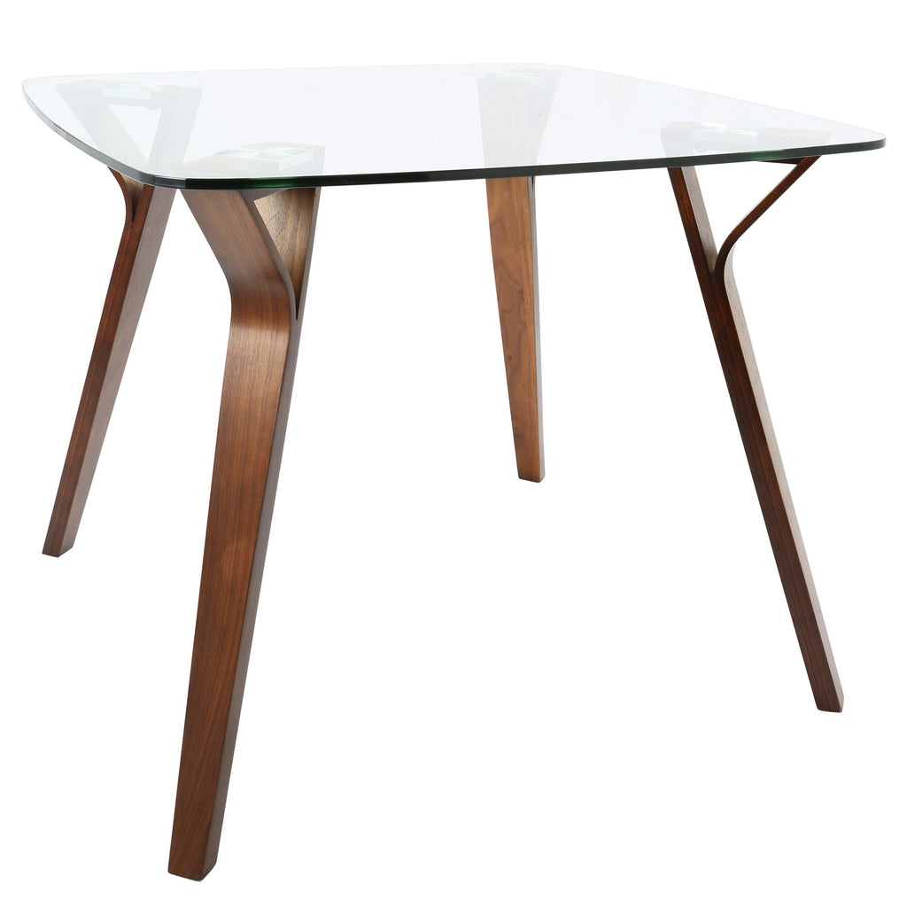Folia Glass Dinette Table - Walnut Wood, Clear Glass