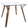 Folia Glass Dinette Table - Walnut Wood, Clear Glass