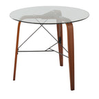 Trilogy Round Dinette Table - Walnut Wood, Clear Glass