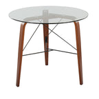 Trilogy Round Dinette Table - Walnut Wood, Clear Glass
