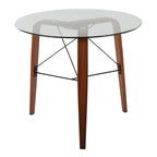 Trilogy Round Dinette Table - Walnut Wood, Clear Glass