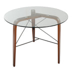 Trilogy Round Dinette Table - Walnut Wood, Clear Glass